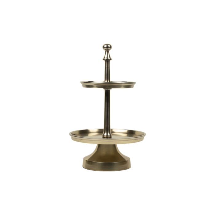 kitchen serving stand champagne gold round 2 tiers 38cm
