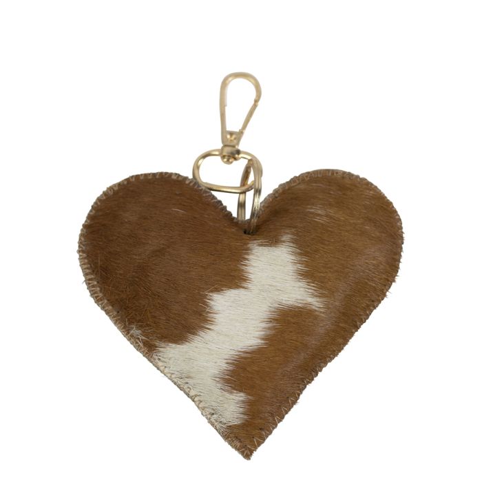 keychain cow heart brown/white medium 11cm gold (bos taurus taurus)