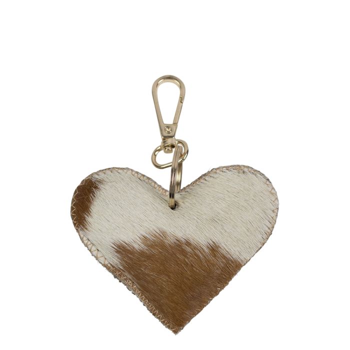 keychain cow heart brown/white small 9cm gold (bos taurus taurus)