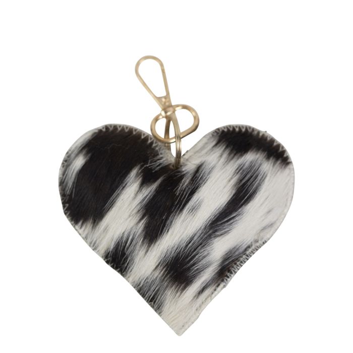 keychain cow heart black/white medium 11cm gold (bos taurus taurus)