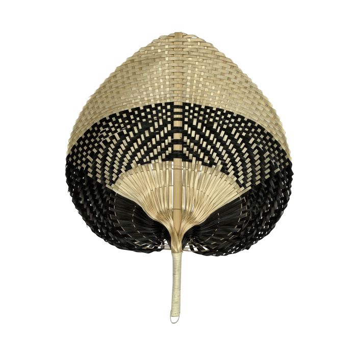 bamboo fan block black/natural 40cm
