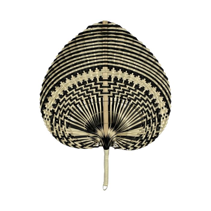 bamboo fan stripe black/natural 40cm