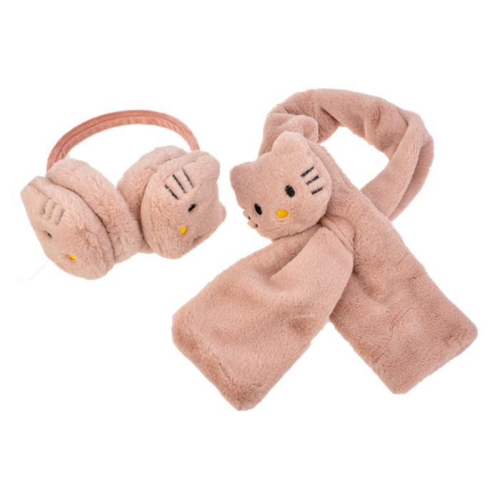 Earmuffs/Shawl child pink Ø 17 cm / 9x92 cm - set