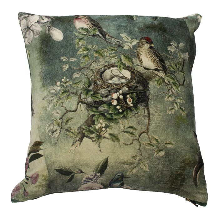 cushion velvet charming bird's nest 45x45cm