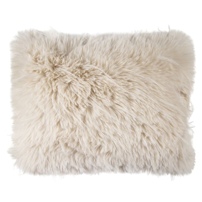cushion teddy long hair all over beige 35x45cm