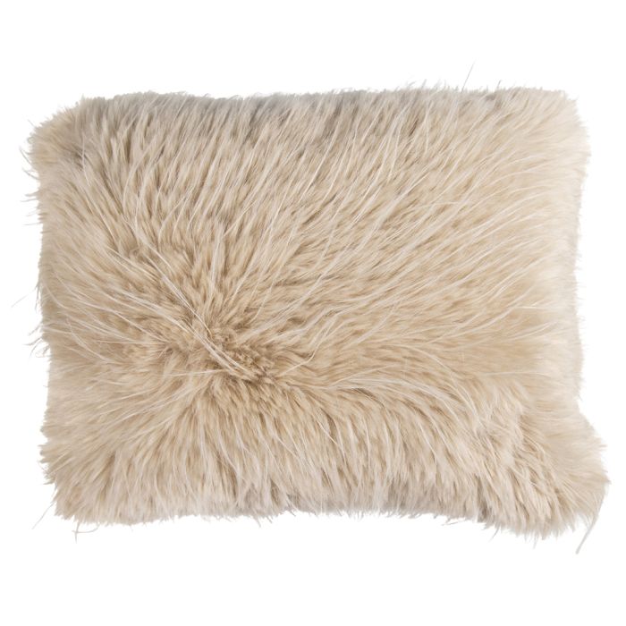 cushion teddy long hair tuft beige 35x45cm