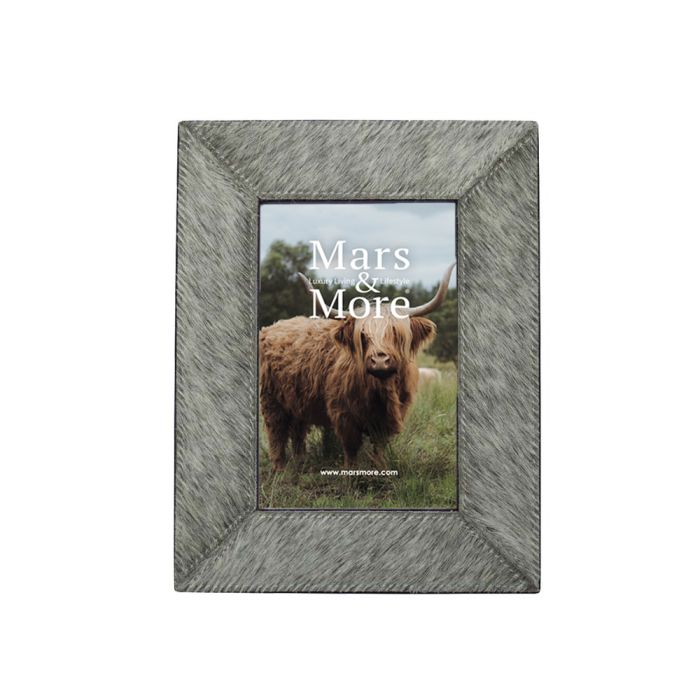 photo frame cow hide grey 15x10cm (bos taurus taurus)