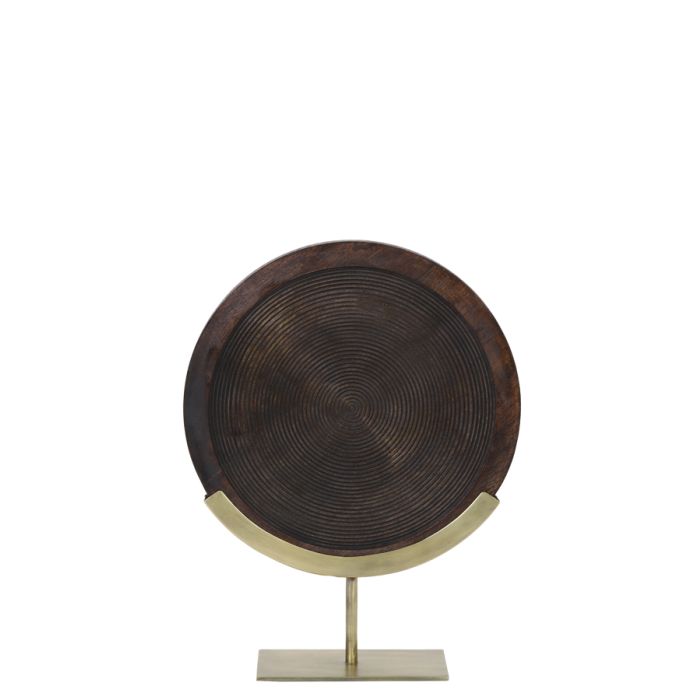 OPT6993918 - Ornament on base 35x12x47 cm KAMUDI wood brown-antique bronz