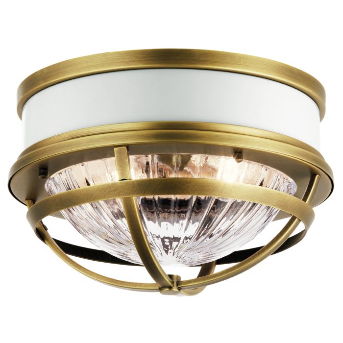 Tollis 2 Light Flush - Brass/White