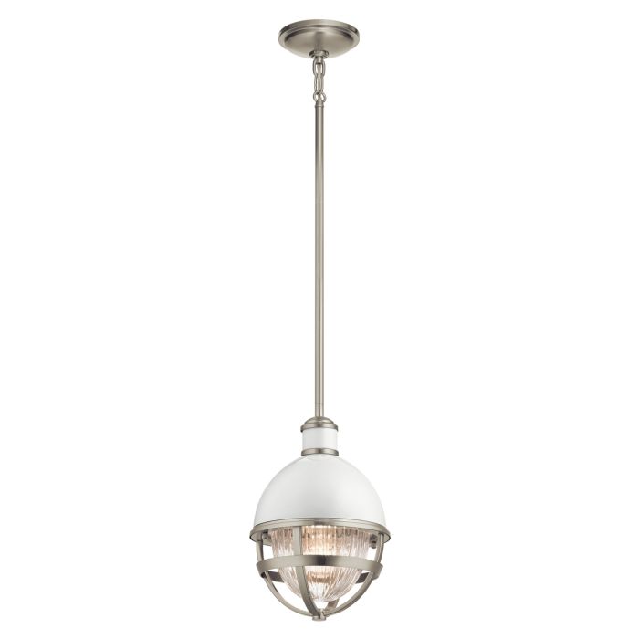 Tollis 1 Light Mini Pendant - Nickel/White