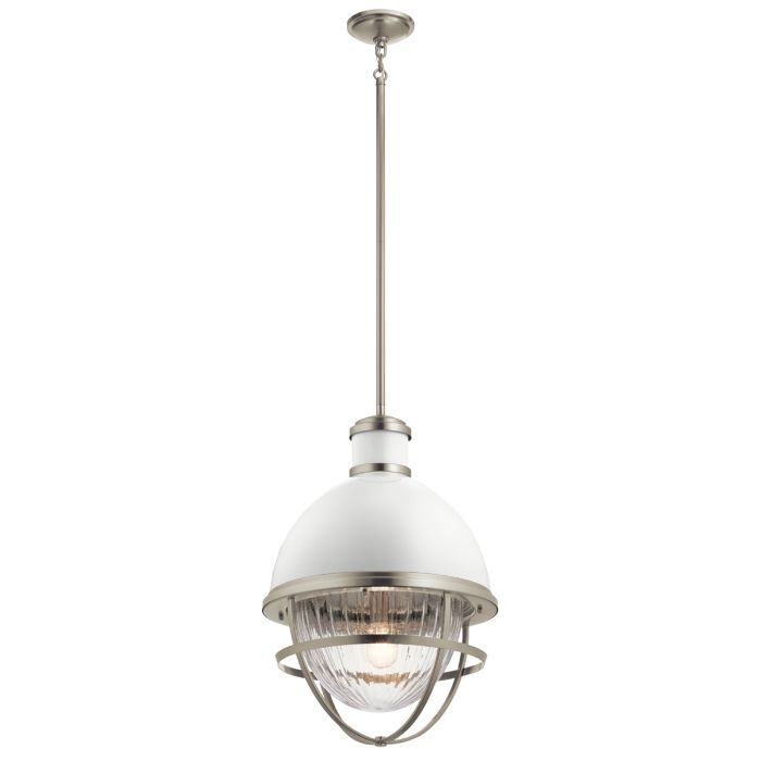 Tollis 1 Light Pendant - Nickel/White