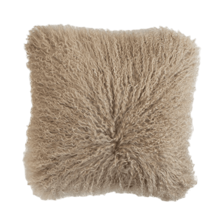 cushion sheep curly hair beige 40x40cm (ovis aries)