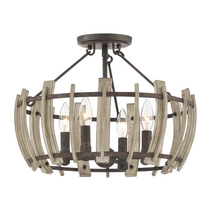 Wood Hollow 4 Light Semi-Flush