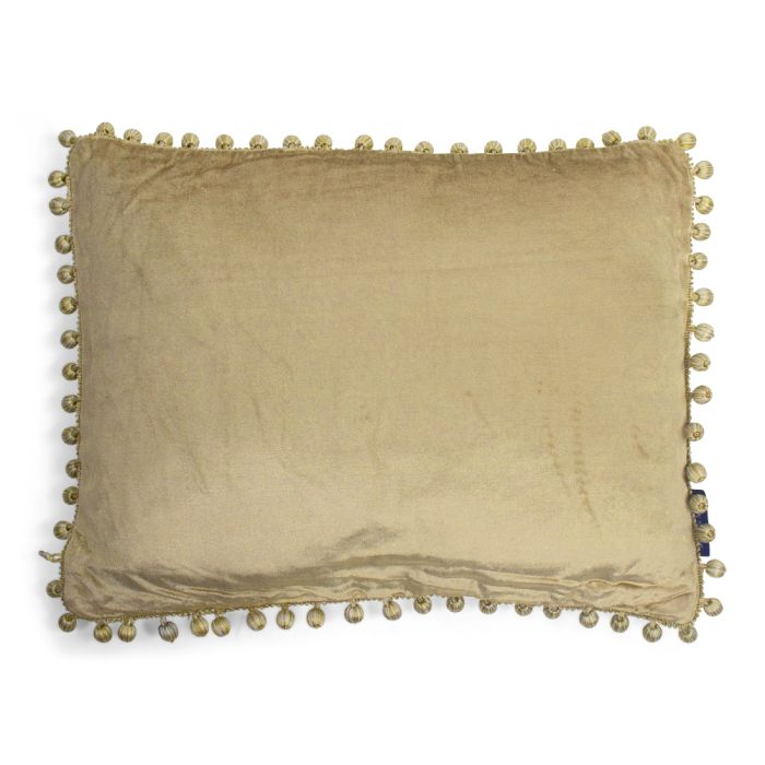 cushion velvet pom pom gold 35x45cm
