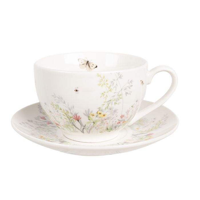 Cup and saucer 12x9x6 cm / Ø 14x2 cm / 250 ml - pcs