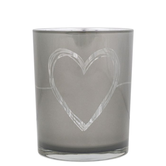 wind light glass heart grey medium 12cm