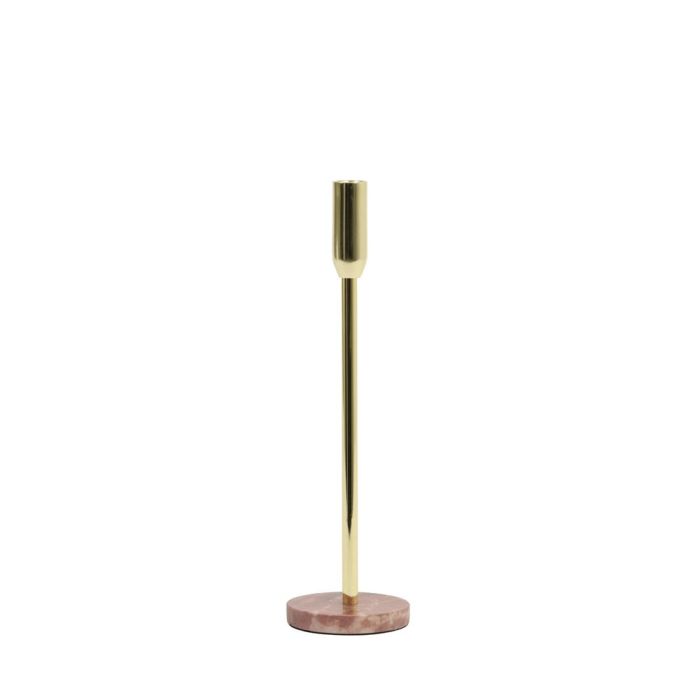 OPT6033789 - Candle holder Ø10x35 cm DROYES marble pink-gold