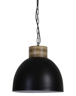 OPT3074212 - Hanging lamp Ø40x36 cm SAMANA matt black-white+wooden top